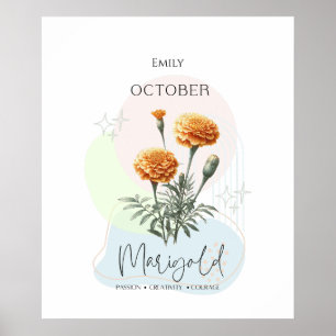 Poster Fleur de naissance de Marigold pour octobre
