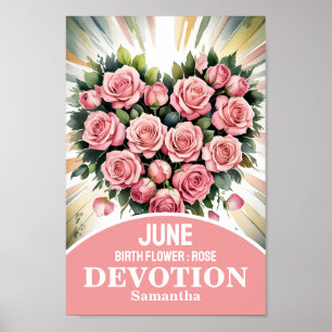 Poster Fleur de naissance du mois de juin Art de nurserie