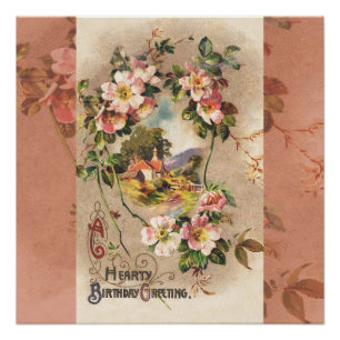 Poster Fleur de naissance victorienne de campagne vintage