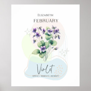 Poster Fleur de naissance violette pour février