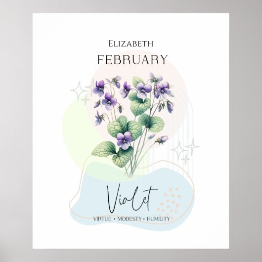 Poster Fleur de naissance violette pour février (Devant)