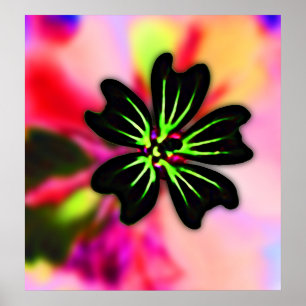 Poster Fleur de noir et de vert de chaux sur le dos