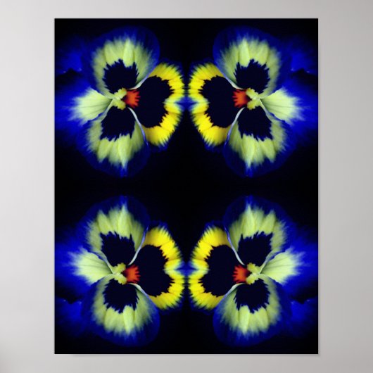 Poster Fleur de Pansy Bleu Abstrait (Devant)