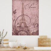 Poster Fleur de Paris Tour Eiffel 30 x 40" rose (Cuisine)