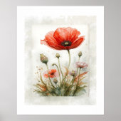 Poster Fleur de pavot végétale minimaliste (Devant)
