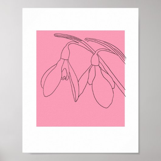 Poster Fleur de perce-neige rose et noire  (Devant)