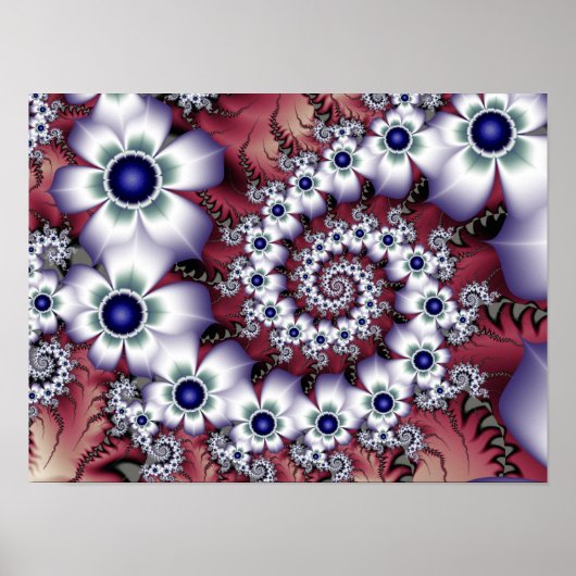 Poster Fleur de perle de satin Spirale Botanique Fractale (Devant)