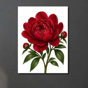 Poster Fleur de pivoine rouge vue de face