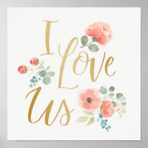 Poster Fleur de plaisir blanc Je nous aime