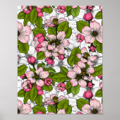 Poster Fleur de pomme sur blanc (Devant)