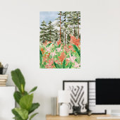 Poster Fleur de Prairie de Corail Rose à l'aquarelle sur (Bureau à domicile)