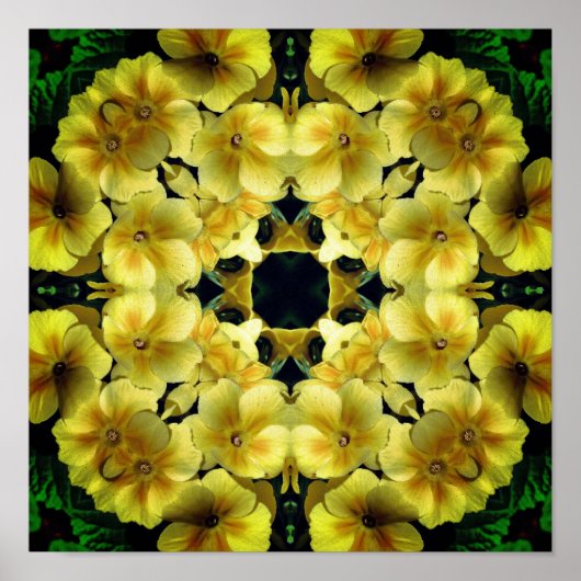 Poster Fleur de Primrose jaune Art Abstrait (Devant)