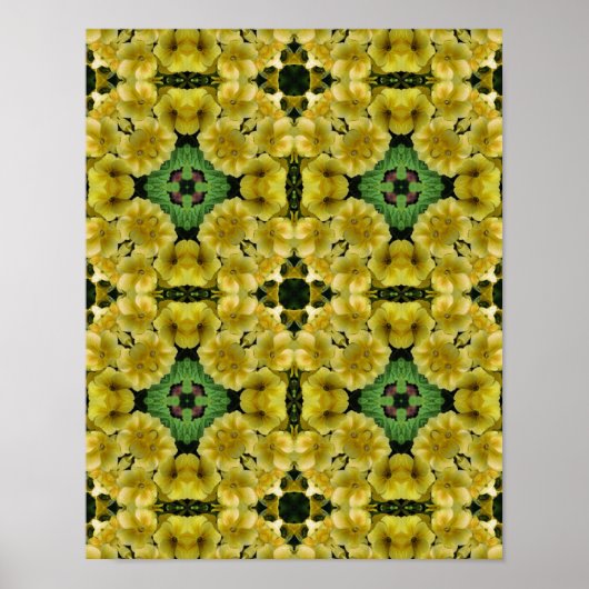 Poster Fleur de Primrose jaune Art Abstrait (Devant)