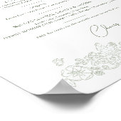 Poster Fleur de printemps blanc mariage menu de boissons (Coin)