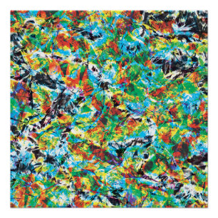 Poster Fleur de printemps bleu-vert coloré art motif
