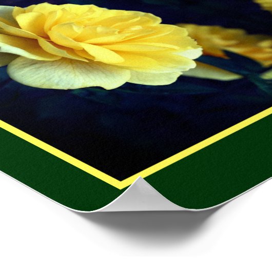 Poster Fleur de rose jaune dans miroir en fleurs complète (Coin)
