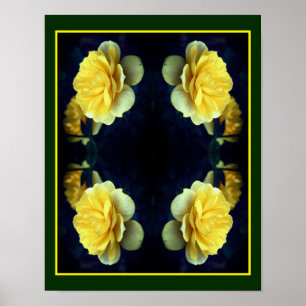 Poster Fleur De Rose Jaune En Fleur Abstraite