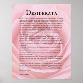 Poster Fleur de rose rose Déiderata Poème (Devant)
