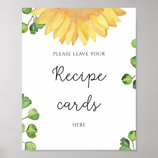 Poster Fleur de soleil aquarelle laissez votre carte de r (Devant)