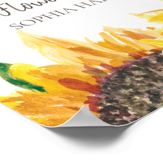 Poster Fleur de soleil Brown jaune Fête de mariage Boho b (Coin)