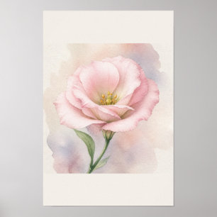 Poster Fleur de style aquarelle rose minimaliste Art mura