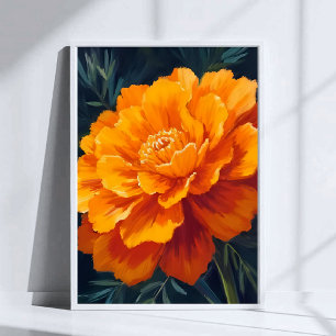 Poster Fleur de Tagète Peinture florale à l'aquarelle