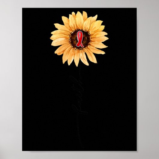 Poster Fleur de tournesol Burgundy Ribbon Cerveau Aneurys (Devant)