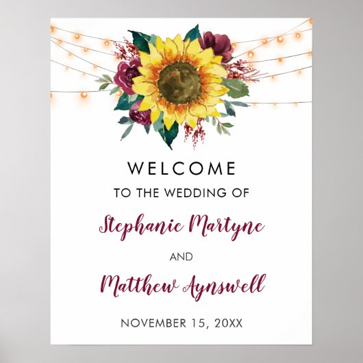Poster Fleur de tournesol rustique Mariage (Devant)