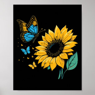 Poster Fleur de tournesol ukrainienne papillon filles enf