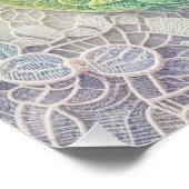 Poster Fleur de tulipe bleu violet rose de dentelle monog (Coin)