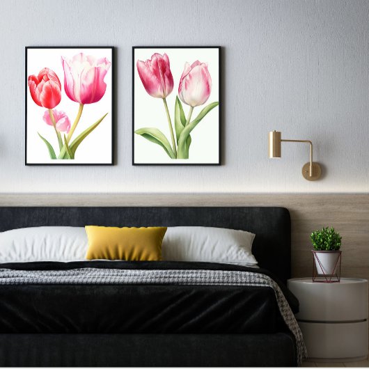 Poster Fleur de tulipe, Tulipe rose, minimaliste, Botaniq