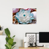 Poster Fleur de verre de mer blanc (Bureau à domicile)