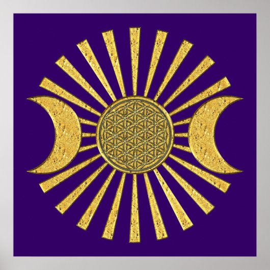 Poster Fleur de vie avec la lune (Devant)