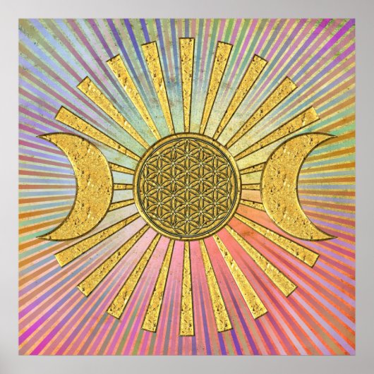 Poster Fleur de Vie avec Lune (Devant)