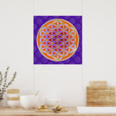 Poster Fleur de vie - Bouton Style violet orange (Cuisine)