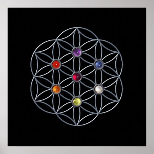 Poster Fleur de vie Chakra Gemstone (Devant)
