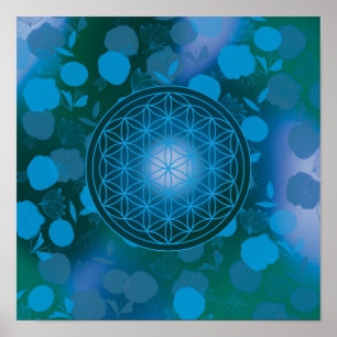 Poster fleur de vie, chakra, zen, géométrique sacrée,