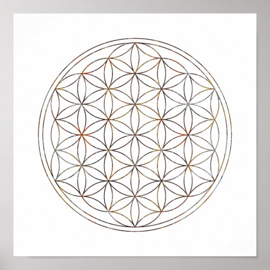 Poster Fleur De Vie De Géométrie Sacrée (V-Elements) (Devant)