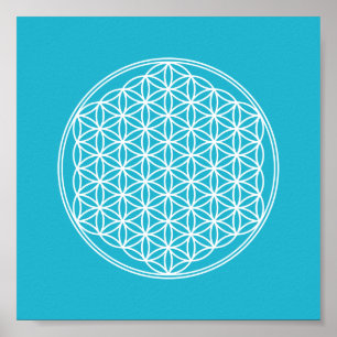 Poster Fleur de vie - en blanc - motif géométrique