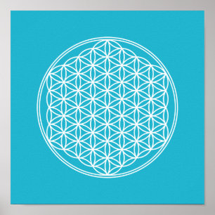 Poster Fleur de Vie - en blanc - motif géométrique