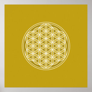 Poster Fleur de vie - Golds & White