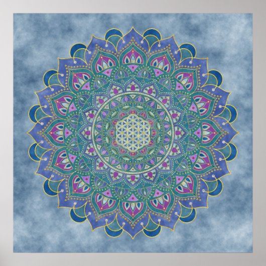 Poster Fleur De Vie - Mandala India Style 1 (Devant)
