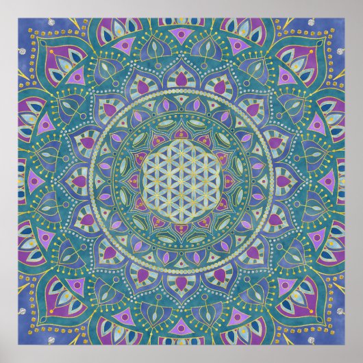 Poster Fleur De Vie - Mandala India Style 1 (Devant)