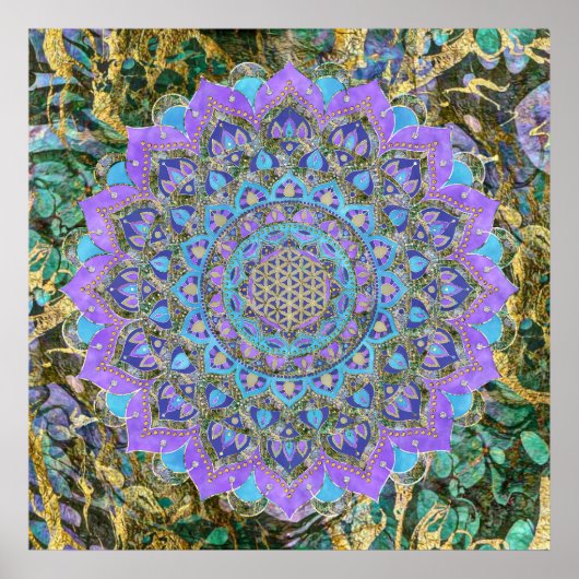 Poster Fleur De Vie - Mandala India Style 2 (Devant)