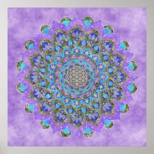 Poster Fleur De Vie - Mandala India Style 2