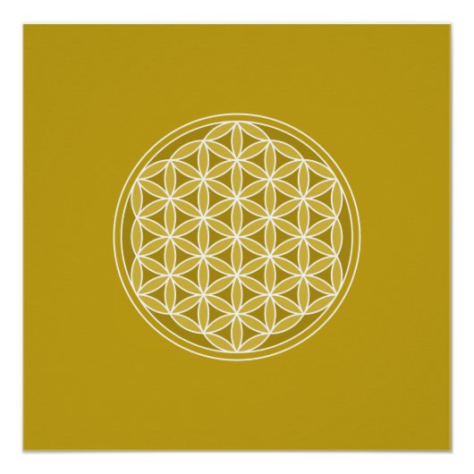 Poster Fleur de vie Motif - Golds & White (Devant)
