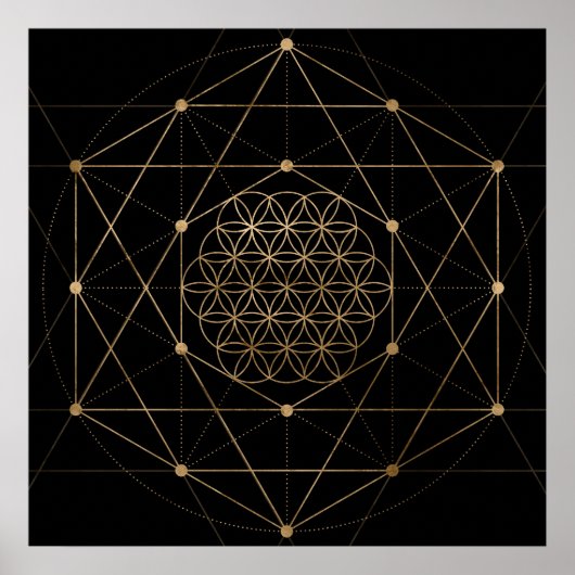 Poster Fleur de vie Noir et or (Devant)