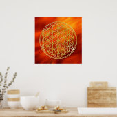 Poster Fleur De Vie | or, rouge feu (Cuisine)