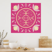 Poster fleur de vie rose (Cuisine)