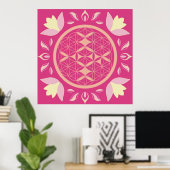 Poster fleur de vie rose (Bureau à domicile)